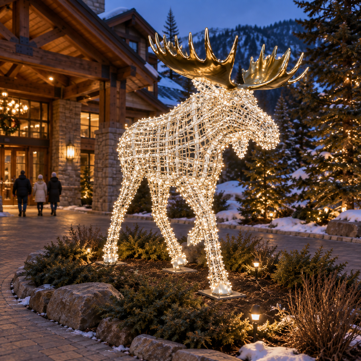Moose Sculpture — installed in a real-world setting, outdoor scene