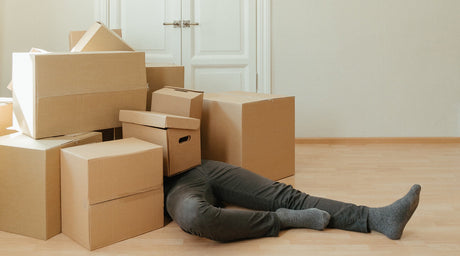 Person trampled by moving box