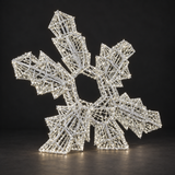 3D Snowflake Sculpture — illuminated sculpture with beaded mini lights, dark studio view