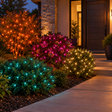 Diwali Jewel Glow Bundle installed-result example showing four 25-ft jewel-tone foliage zones