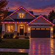 Halloween Roofline Bundle (100 ft) installed-result example showing alternating orange-and-purple g30 roofline