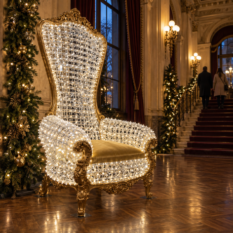 Santa’s Chair Sculpture — installed in a real-world setting, indoor scene